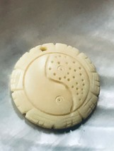 Estate Carved Cream Colored Plastic Yin Yang Pendant – needs a jump ring - 1.25  - £8.30 GBP