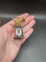 Vtg.Lunt Silversmith French Horn Mini Bell Christmas Ornament EP Brass USA 2.5&quot; - $14.00