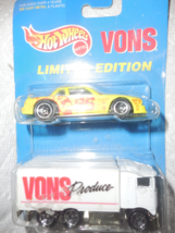 1996 Hot Wheels Limited Edition &quot;Vons&quot; Produce Truck &amp; 96 Racer On Sealed Card - £3.19 GBP