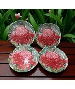 NWT Nicole Miller Bright Tropical Flower Pink Green Melamine 9&quot; Plates s... - $40.36 CAD