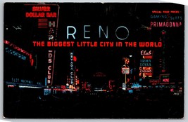 Virginia Street Arco Notte Vista Reno Nevada Nv Unp Cromo Cartolina E14 - £7.08 GBP