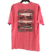 Fripp &amp; Folly L Large Mens Tee Shirt Trout Slam Graphic Coral Short Slee... - $15.99