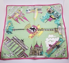 Berlin Germany Travel Souvenir Handkerchief Pretty &amp; Colorful 11&quot; - £15.71 GBP