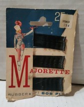 Vintage 34 Majorette Rubber Tip Bobby Pins Scoldy Lox 1956 Torn Half Card Black  - £9.72 GBP