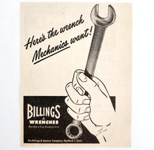 1948 Billings &amp; Spencer Co Mechanics Wrench Advertisement Vintage Tools ... - $372.61 MXN