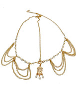Dainty Women Head Chain Golden Crystal Bridal Head Chain Headpiece For W... - £5.66 GBP