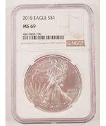 2015 S$1 Silver American Eagle Graded by NGC as MS-69 - $181.27