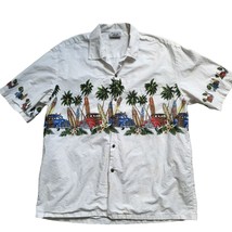 Pacific Legend Hawaiian Button Up Shirt Woody Cars Surfboards Palm Trees 2XL USA - £27.53 GBP
