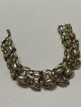 Vintage BSK Faux Pearl AB Rhinestone Bracelet - £19.76 GBP