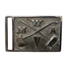 VTG Modern Woodmen Of America MWA Belt Buckle Ax Trees Forest - £30.61 GBP