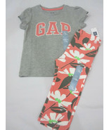 BABY GAP Gray Orange Logo Top &amp; Tropical Leggins Outfit 18-24m, 2T - £15.63 GBP