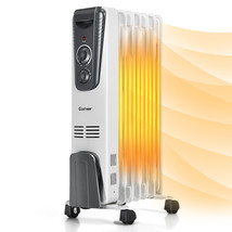 1500W Electric Oil Filled Radiator Space Heater 5.7 Fin Thermostat Room Radiant - £112.70 GBP