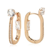 Shiny Natural Zircon Hoop Earrings For Women Fine Wedding Jewelry New Design 585 - £9.45 GBP