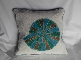 New Costal Collections Beaded Seashell Throw Pillow Ocean Pearl Gold Green 14x14 - £39.55 GBP