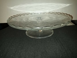 Vintage Clear pedestal cake plate 11&#39;&#39; x  4&#39;&#39; - £29.28 GBP