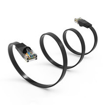 [Pack of 2] Cat6 Black Flat Ethernet Patch Cable, 32 AWG, 6 inch - £17.09 GBP