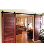12 Ft Double Antique Modern Style Black Barn Wood Steel Sliding Door Har... - $102.84