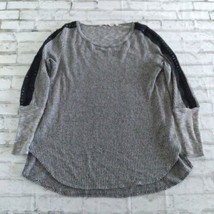 Soft Surroundings Sweater Womens Medium Gray Bailey Crochet Lace Waffle Knit Top - £23.97 GBP