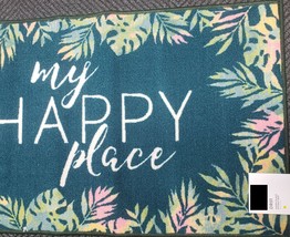 JUMBO ACCENT NYLON KITCHEN RUG (26&quot; x 45&quot;) LEAVES FRAME,ME HAPPY PLACE, ATH - £20.26 GBP