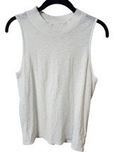 Nation LTD Mock Sleeveless Turtleneck Shirt Tank White M Pima Cotton Min... - $29.65