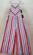Express Patriotic Jumpsuits Womens Size 4 Multi Floral Striped Wide Leg ... - £25.53 GBP