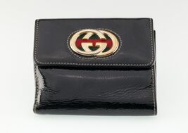 Gucci Black Patent Leather Britt Compact Bifold Wallet Nice! - $346.50