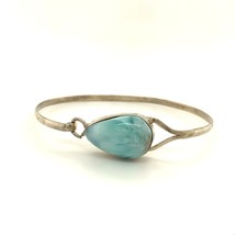 Vintage Sterling Silver Handmade Cabochon Larimar Stone Bangle Bracelet ... - £39.22 GBP