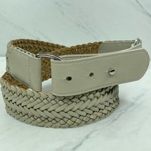 Chico’s Braided Woven Gray Genuine Leather Post Belt Size Medium M Womens - £15.48 GBP