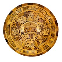 Aztec Mayan Calendar Mexico Hand Carved Inlay Vintage Wooden Wood Art Me... - $42.89