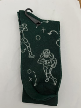 Mens Crew Socks Football Print Green 2 Pair Pack West Loop Brand - Nwt - £7.16 GBP