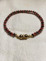 6.5- 7.5 Black And Red Bracelet Magnetic Closure Beads Red Side Black On Other - £14.93 GBP
