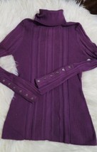 Vertigo Paris turtleneck Sweater Knitted Off Purple , Large,  Buttoned Sleeves  - £19.70 GBP