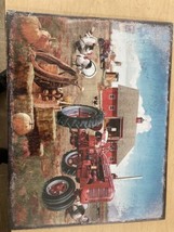 international harvester metal sign With Barnyard Yard And Tractor Scene - £20.00 GBP