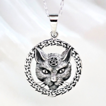 Collier pendentif Pentacle chat Talisman boîte à bijoux occulte en argent... - £39.39 GBP