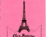 Chez Francoise Restaurant Menu La Jolla California 1970 - $27.72