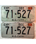 Pair of 1952 Wisconsin Farm Truck License Plates With 1953 Tabs #71-527 - $48.97 CAD