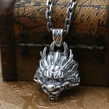 925 Sterling Silver Pendant Tiger Dragon Dog Hannya Head Vtinage Thai Silver Zod - £55.83 GBP