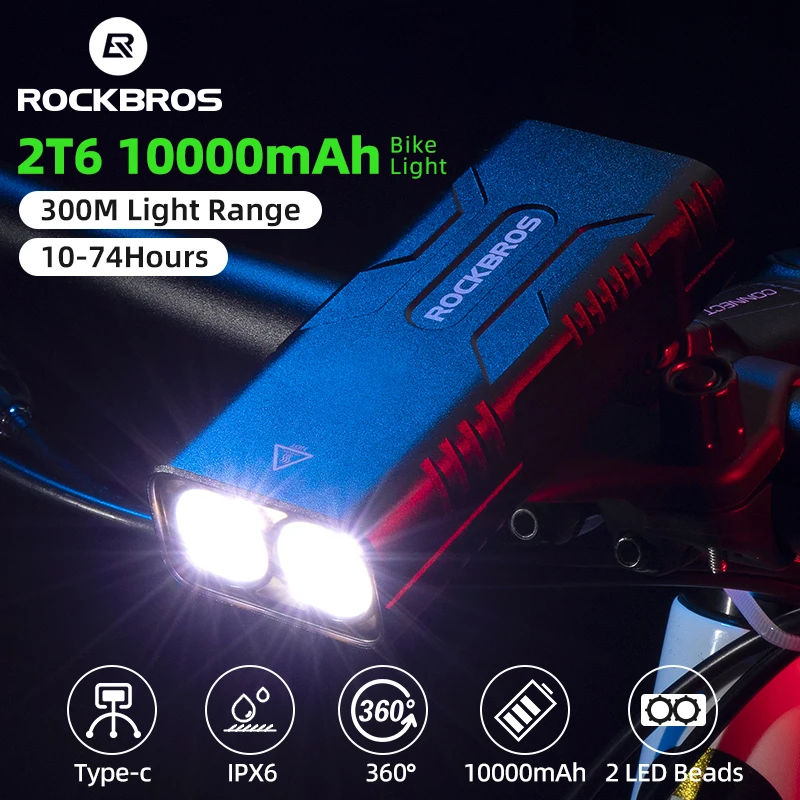 ROCKRBOS Bicycle Light 850 Lumens Led Headlight 10000mAh USB Rechargeable - £33.68 GBP+