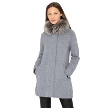 Womens Size XL Kinross Cashmere Gray Genuine Fur Collar Swing Cardigan J... - £218.83 GBP