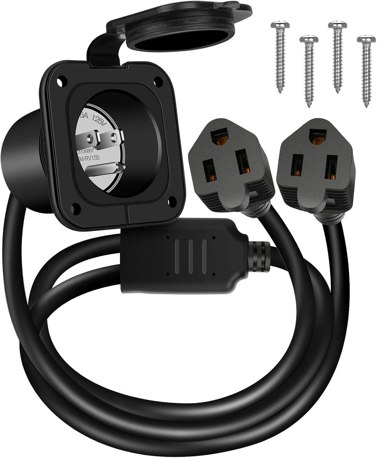 Bebobly 2-Pole 3-Wire Nema 5-15 Flanged Generator Inlet Plug For Rv Boat... - $35.94