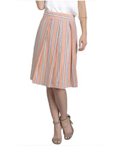 Cotton Striped &amp; Pleated Flared Full Skirt Pink and White Size Small - H... - £15.92 GBP