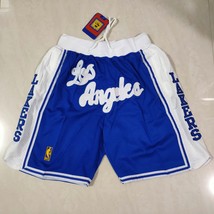 Los Angeles Lakers Shorts stitched Blue with White Cursive S-3XL - £40.22 GBP