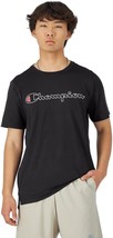 Champion Men&#39;s MVP Script Logo Short-Sleeve Crewneck T-Shirt - Black-Small - $16.99