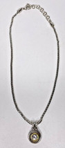 Brighton Two-Tone Necklace With Circular Gem Pendant T2 - $89.99