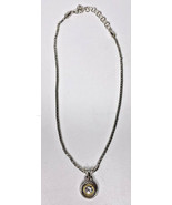 Brighton Two-Tone Necklace With Circular Gem Pendant T2 - £71.93 GBP