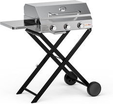 Onlyfire Bbq Gas Grill 3-Burner With Foldable Cart And Side Table,, Gs308. - £282.68 GBP