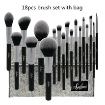 Makeup Brush Set Black 18Pcs Face Eyes Cosmeitcs Powder Foundation Professional  - £30.56 GBP