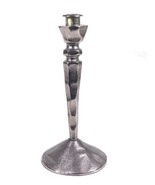 Vintage Candlestick Holder Silver-tone Metal Pillar 10&quot; tall Made in India - £15.41 GBP