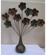 Heavy Metal Vase with Flower Arrangement Dented Bottom - $57.65 CAD