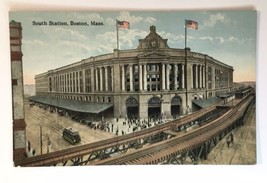 Postcard South Station, Boston, Massachusetts Train Tracks Building Unposted - £5.50 GBP